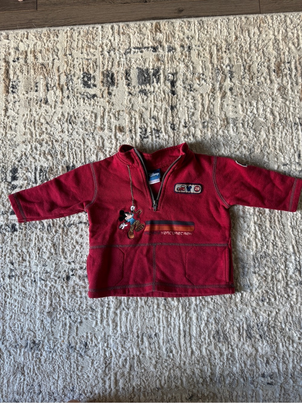 Disney Red Half-Zip Kids Sweatshirt with Character Patch
